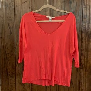 Three quarter length flowy pink tunic